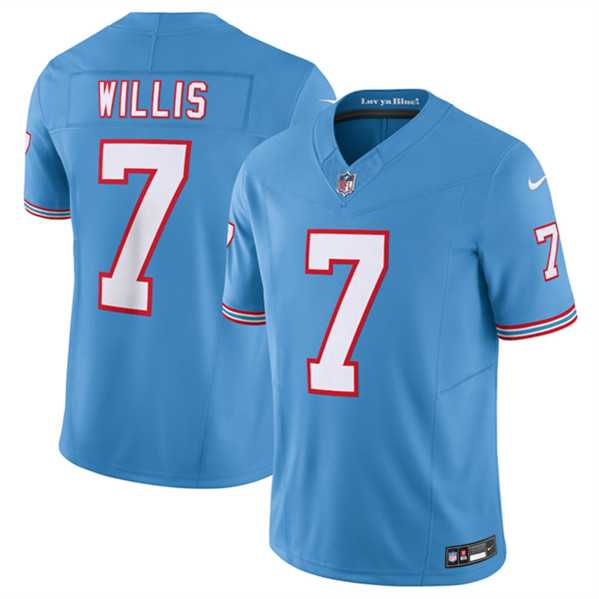 Men%27s Tennessee Titans #7 Malik Willis Light Blue 2023 F.U.S.E. Vapor Limited Throwback Stitched Football Jersey->tampa bay buccaneers->NFL Jersey